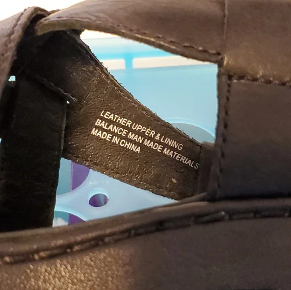 Black leather weave heeled sandals Women's 9 - Picture 3 of 4